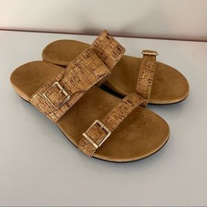 Vionic Ossa Cork Gold Cork Slide Sandal 10